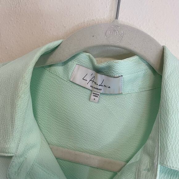 L'Academie Women's Dress The Amorette Mini Button Front Tie Waist Mint Small - Picture 3 of 9